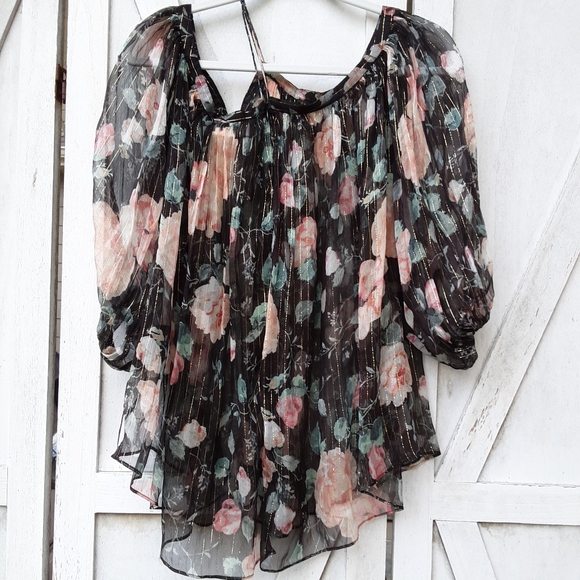 Zimmermann metallic sheer balloon sleeve top size 0. - Picture 4 of 4
